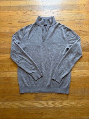 Proper Cloth Men's Zip-Neck Sweater in Tan